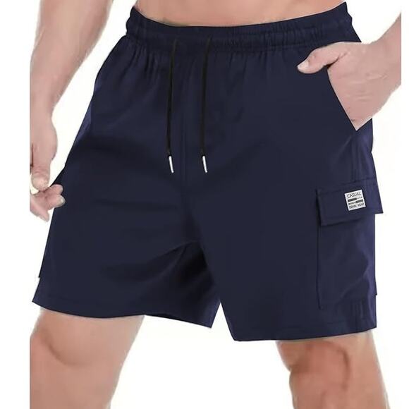 NWT ~ Set/4 Men's Thin Cargo Shorts ~ Black ~ Navy ~ Gray ~ Khaki ~ Size MEDIUM - Picture 5 of 5